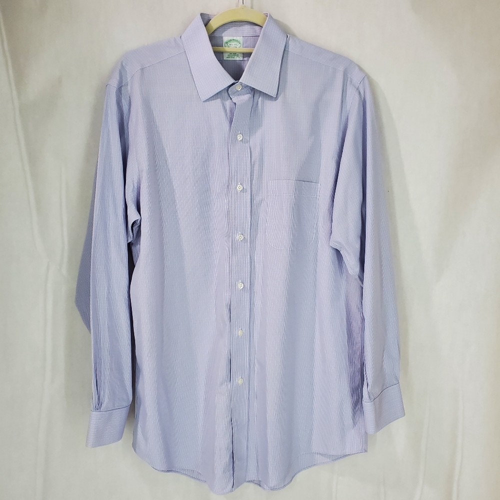Brooks Brothers MILANO Fit Shirt 16.5x33 Blue Button Down Supima Cotton